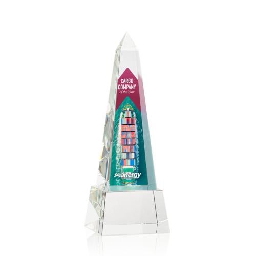 Awards and Trophies - Crystal Awards - Master Full Color Clear on Base Obelisk Crystal Award