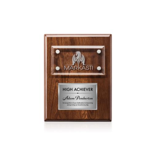 Awards and Trophies - Plaque Awards - Gossamer Plaque - Walnut/Silver