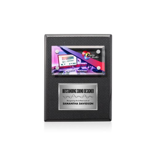 Awards and Trophies - Plaque Awards - Gossamer Full Color Plaque -  Carbon Fibre/Silver