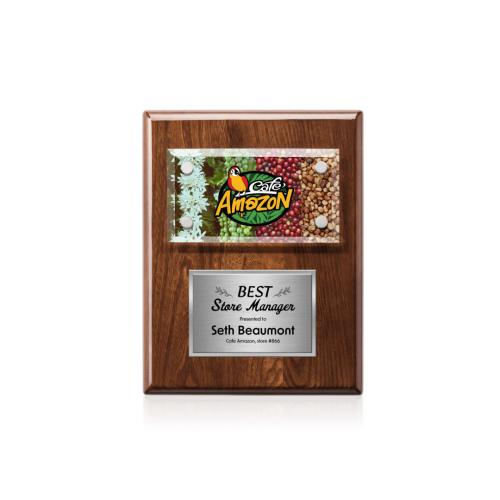 Awards and Trophies - Plaque Awards - Gossamer Full Color Plaque - Walnut/Silver