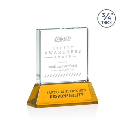 Awards and Trophies - Crystal Awards - Terra Amber on Newhaven Square / Cube Crystal Award