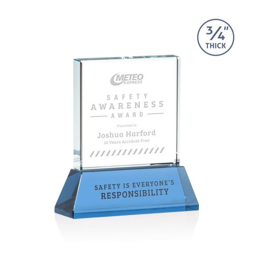 Awards and Trophies - Crystal Awards - Terra Sky Blue on Newhaven Square / Cube Crystal Award