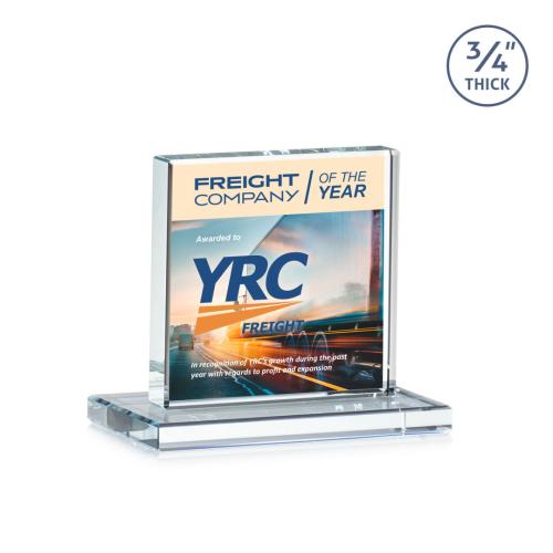 Awards and Trophies - Crystal Awards - Terra Full Color Clear Square / Cube Crystal Award
