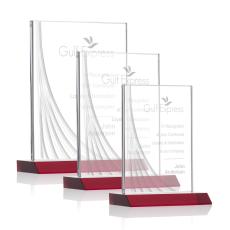Leighton Liquid Red  Rectangle Crystal Award - Awards and Trophies