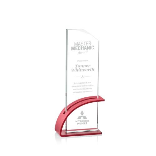 Awards and Trophies - Crystal Awards - Barton Red Rectangle Crystal Award