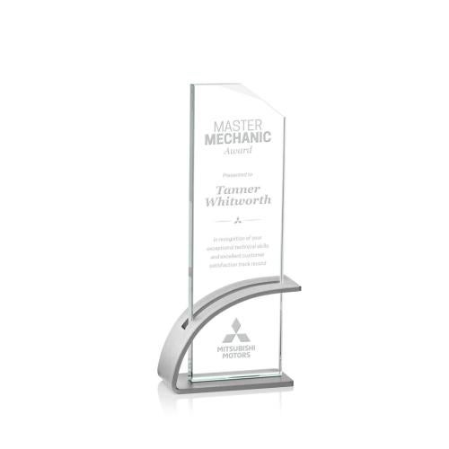 Awards and Trophies - Crystal Awards - Barton Silver Rectangle Crystal Award