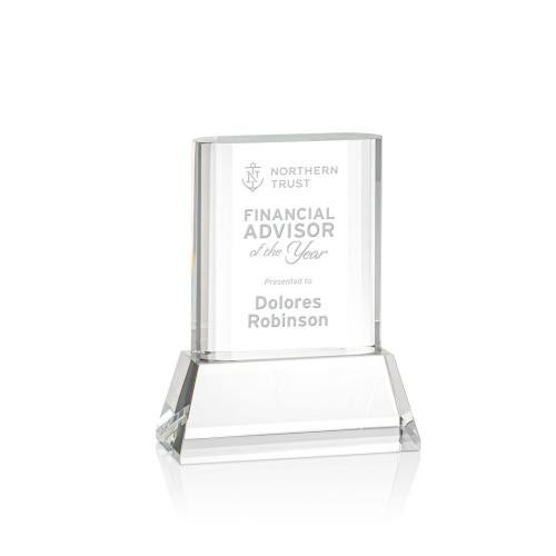 Awards and Trophies - Crystal Awards - Merit Clear on Base Rectangle Crystal Award