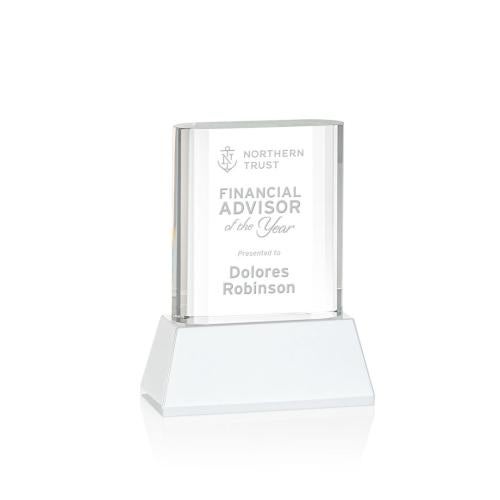Awards and Trophies - Crystal Awards - Merit White on Base Rectangle Crystal Award