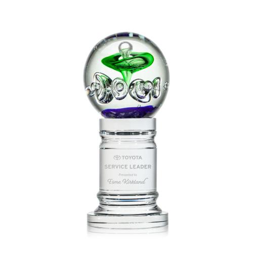 Awards and Trophies - Crystal Awards - Glass Awards - Art Glass Awards - Aquarius Towers on Colverstone Base Glass Award