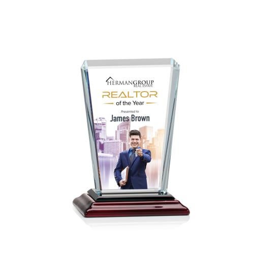 Awards and Trophies - Crystal Awards - Chatham Full Color Rosewood Rectangle Crystal Award