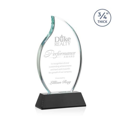Awards and Trophies - Crystal Awards - Croydon Black on Newhaven Base Flame Crystal Award