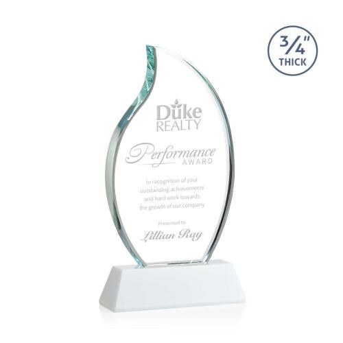 Awards and Trophies - Crystal Awards - Croydon White on Newhaven Base Flame Crystal Award