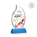 Croydon Full Color Sky Blue on Newhaven Base Flame Crystal Award