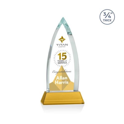 Awards and Trophies - Crystal Awards - Shildon Full Color Amber on Newhaven Peaks Crystal Award