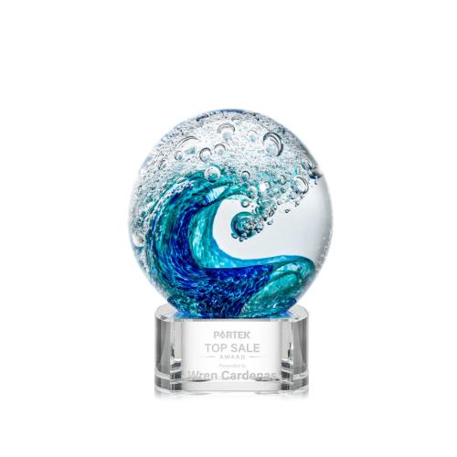 Awards and Trophies - Crystal Awards - Glass Awards - Art Glass Awards - Surfside Clear on Paragon Globe Glass Award