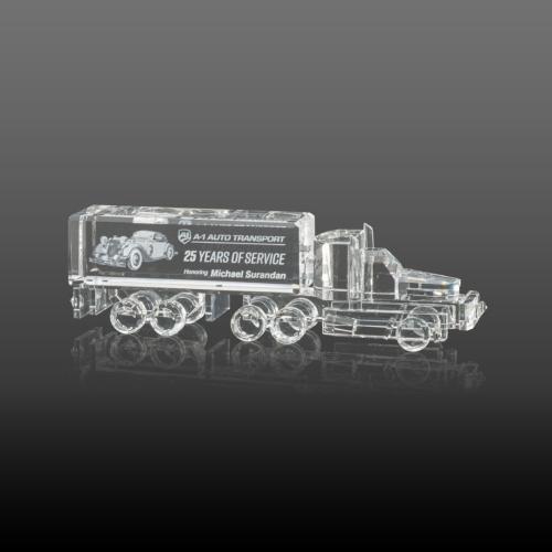 Awards and Trophies - Crystal Awards - Crystal 18 Wheeler Unique 3D Crystal Award