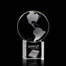 Globe on Cube 3D Square / Cube Crystal Award