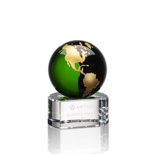 Awards and Trophies - Globe Awards - Dundee Green/Gold Globe Crystal Award