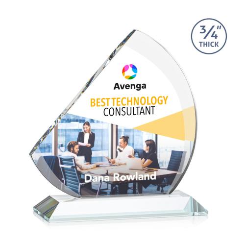 Awards and Trophies - Crystal Awards - Nantucket Full Color Clear Peaks Crystal Award