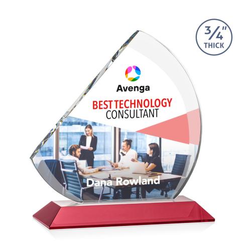 Awards and Trophies - Crystal Awards - Nantucket Full Color Red Peaks Crystal Award