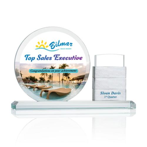 Awards and Trophies - Crystal Awards - Balmore Add-a-Block Full Color Circle Crystal Award