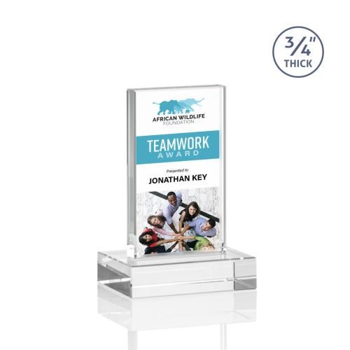 Awards and Trophies - Crystal Awards - Hathaway Full Color Clear Rectangle Crystal Award