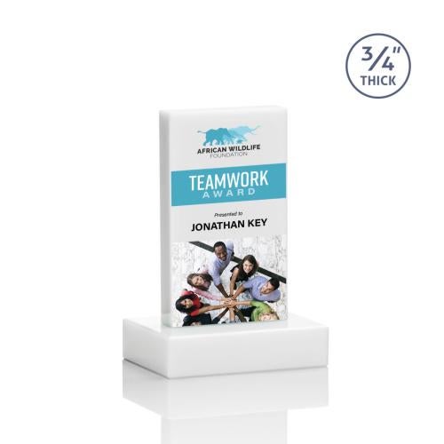 Awards and Trophies - Crystal Awards - Hathaway Full Color White Rectangle Crystal Award