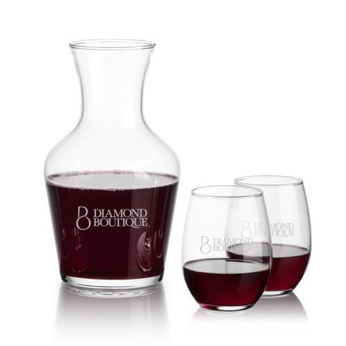 Corporate Gifts - Barware - Carafes - Summit Carafe & Stanford Stemless Wine