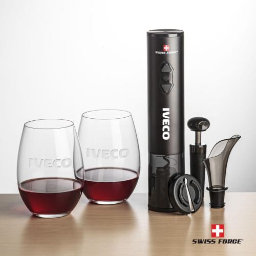 Corporate Gifts - Barware - Gift Sets - Swiss Force® Opener Set & Carlita Stemless Wine