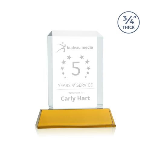 Awards and Trophies - Crystal Awards - Dalton Amber on Newhaven Rectangle Crystal Award