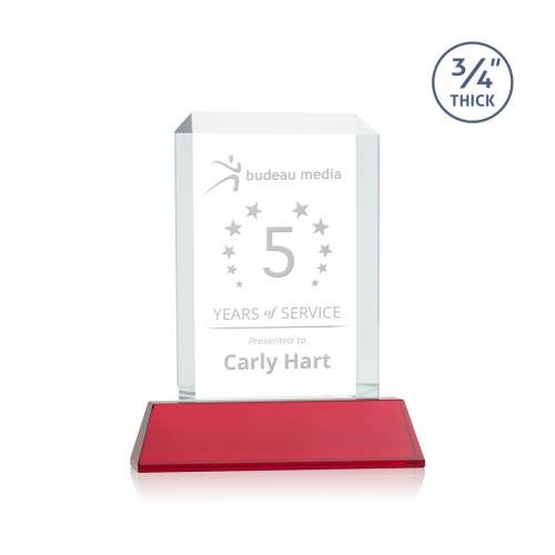 Awards and Trophies - Crystal Awards - Dalton Red on Newhaven Rectangle Crystal Award