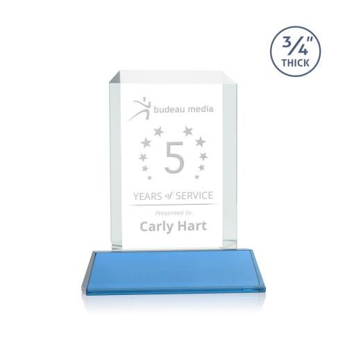 Awards and Trophies - Crystal Awards - Dalton Sky Blue on Newhaven Rectangle Crystal Award