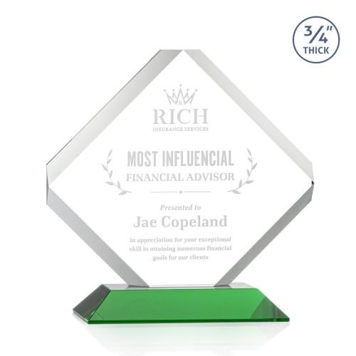 Awards and Trophies - Crystal Awards - Toulon Green Diamond Crystal Award