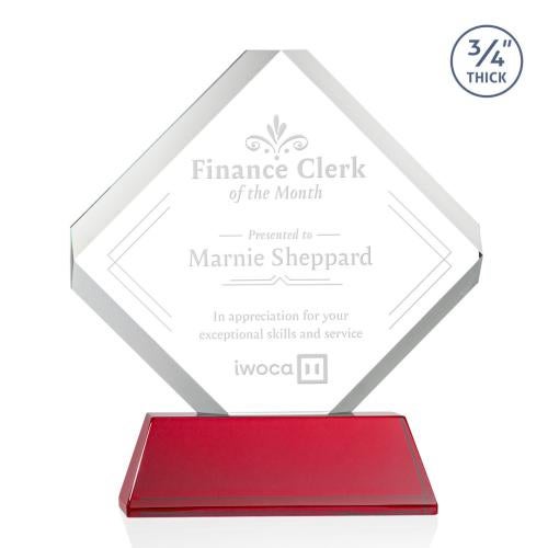 Awards and Trophies - Crystal Awards - Toulon Red on Newhaven Diamond Crystal Award