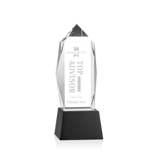 Awards and Trophies - Crystal Awards - Bloomington Black on Base Obelisk Crystal Award