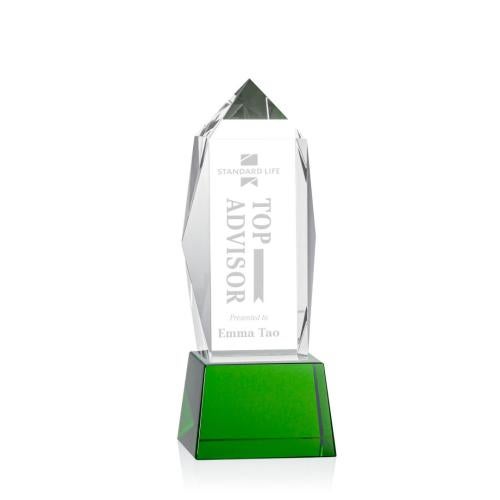 Awards and Trophies - Crystal Awards - Bloomington Green  on Base Obelisk Crystal Award