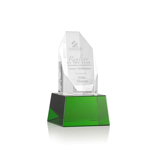 Awards and Trophies - Crystal Awards - Barrhaven Green on Base Polygon Crystal Award