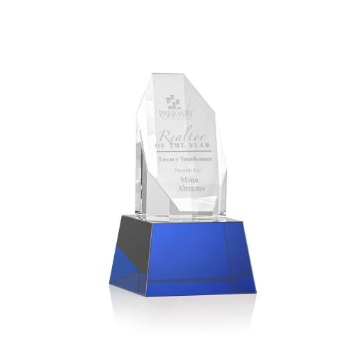 Awards and Trophies - Crystal Awards - Barrhaven Blue on Base Polygon Crystal Award