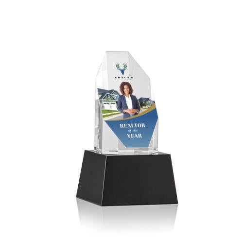 Awards and Trophies - Crystal Awards - Barrhaven Full Color Black on Base Polygon Crystal Award