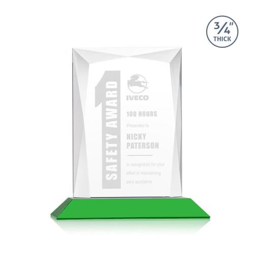 Awards and Trophies - Crystal Awards - Messina Green Rectangle Crystal Award