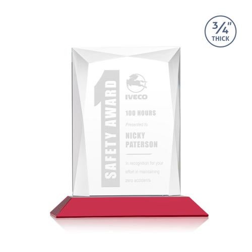 Awards and Trophies - Crystal Awards - Messina Red Rectangle Crystal Award