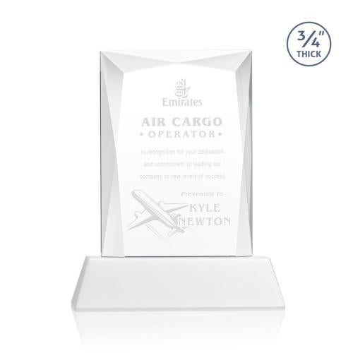 Awards and Trophies - Crystal Awards - Messina White on Newhaven Base Rectangle Crystal Award