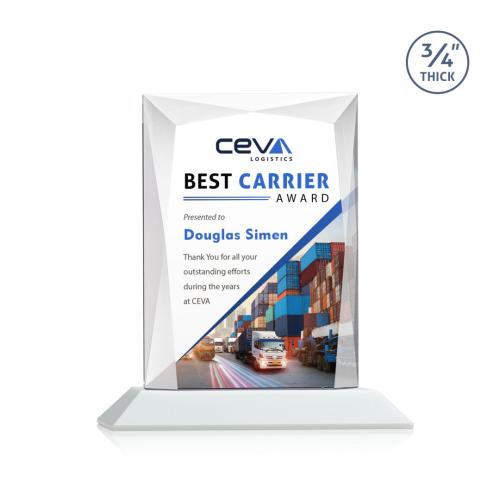 Awards and Trophies - Crystal Awards - Messina Full Color White Rectangle Crystal Award