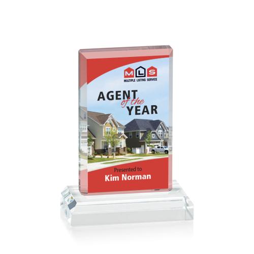 Awards and Trophies - Crystal Awards - Harmony Desktop Full Color Rectangle Crystal Award