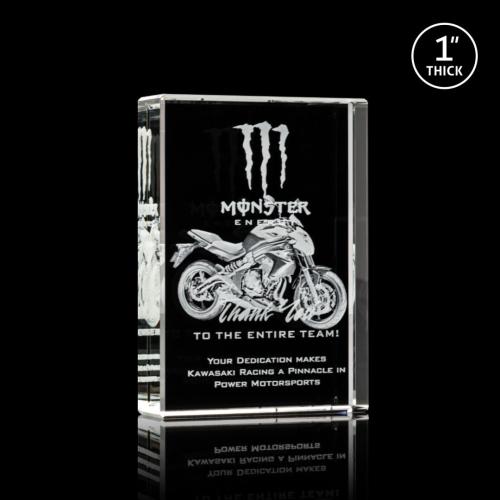 Awards and Trophies - Crystal Awards - York 3D Rectangle Crystal Award