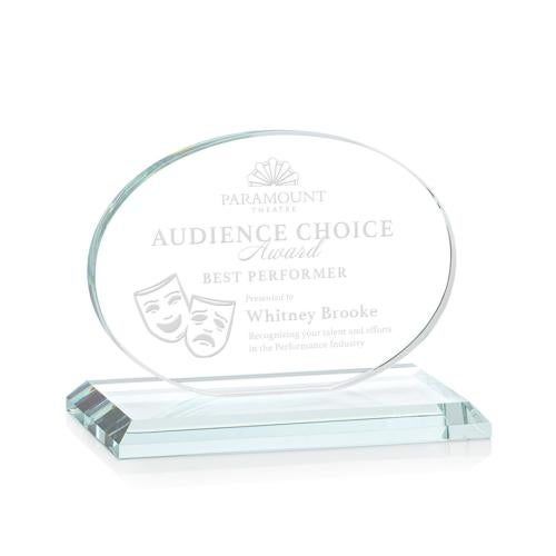 Awards and Trophies - Crystal Awards - Austin Clear (Horiz) Circle Crystal Award