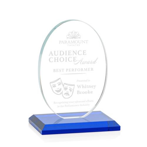 Awards and Trophies - Crystal Awards - Austin Blue (Vert) Circle Crystal Award