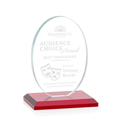 Awards and Trophies - Crystal Awards - Austin Red (Vert) Circle Crystal Award