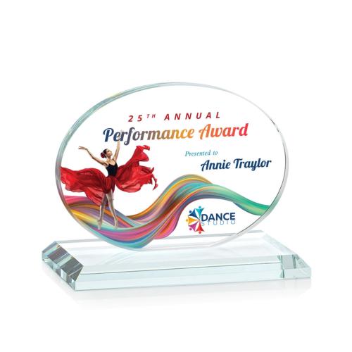 Awards and Trophies - Crystal Awards - Austin (Horiz) Full Color  Clear Circle Crystal Award