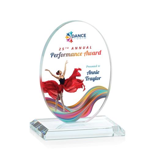 Awards and Trophies - Crystal Awards - Austin (Vert) Full Color Clear Circle Crystal Award